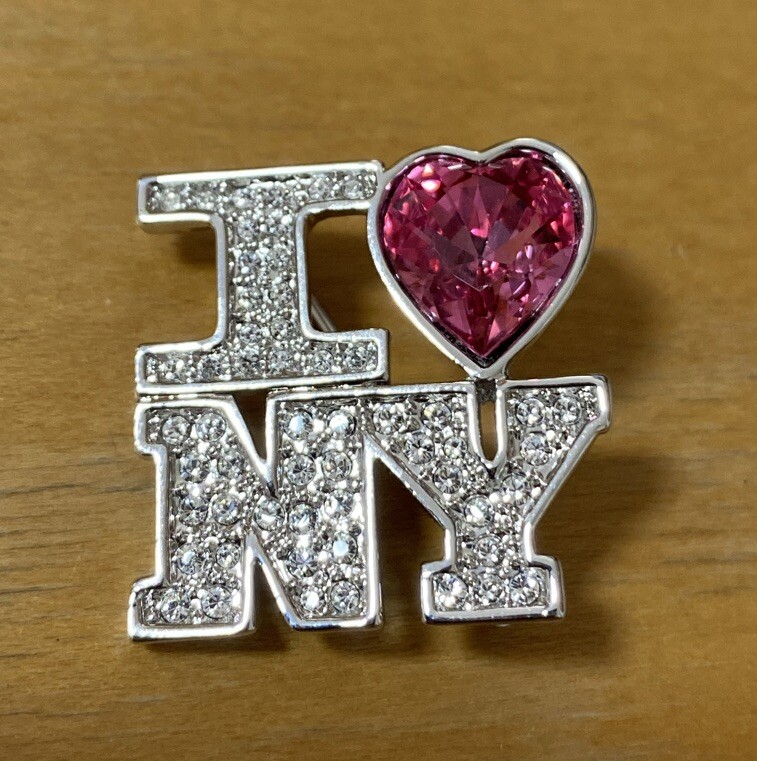 I Love New York Crystal Pin / Brooch - unique 