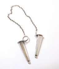 Antique Knitting Needle Guards Engraved Silver with Chain Personalized Name