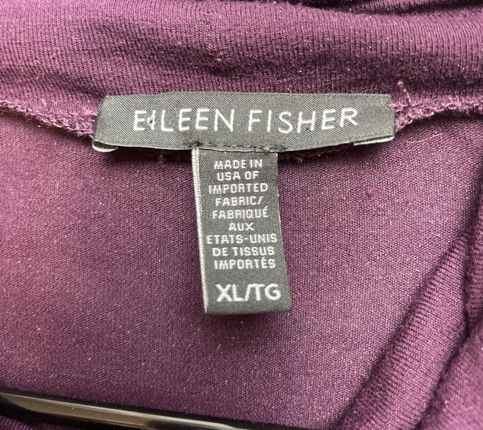 Túnica Eileen Fisher oversized feminina XL roxa malha manga longa gola alta - Imagem 3 de 4