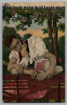 Romance Man Woman Kissing Postcard