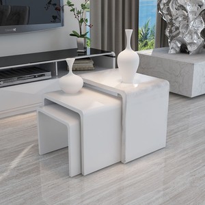 White Modern High Gloss Nest Of 3 Coffee Table Side End Living Image Is Loading White Modern High Gloss Nest Of 3 Coffee