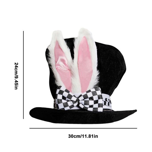 Alice White Rabbit Top Hat Adult Costume Ears Bunny Mad Hatter NEW - Picture 5 of 7