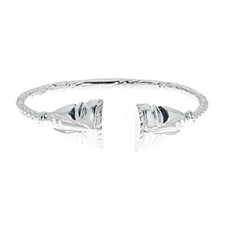 Solid .925 Sterling Silver African Mask West Indian Bangle - 1 piece