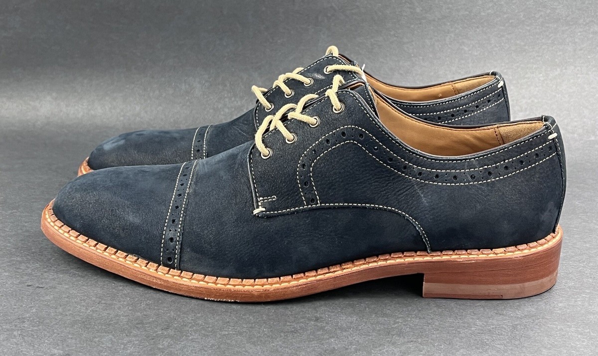 Johnston Murphy Chambliss Cap Toe Navy Nubuck Leather 27-3107