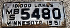 1951 Minnesota Motorcycle License plate Number 3515 WITH 59 TAB