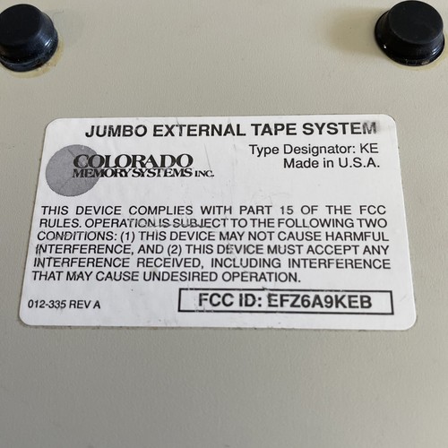 Colorado Memory Systems Jumbo External Tape System w/ Cable EFZ6A9KE Fast Ship! - Picture 5 of 6