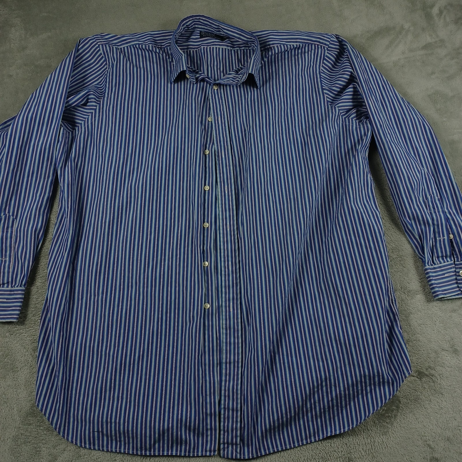 Vintage Polo Ralph Lauren Shirt Mens 3XLT Blue Striped Button Down Preppy