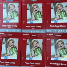 6 pks Genuine Canon Pixma Inkjet Photo Paper Glossy 4"x6" 50 Sheets each