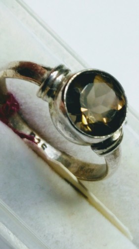 ANELLO CARINO QUARZO FUMÉ NATURALE IN ARGENTO STERLING .925 MISURA 6,5-6,75! - Foto 2 di 11