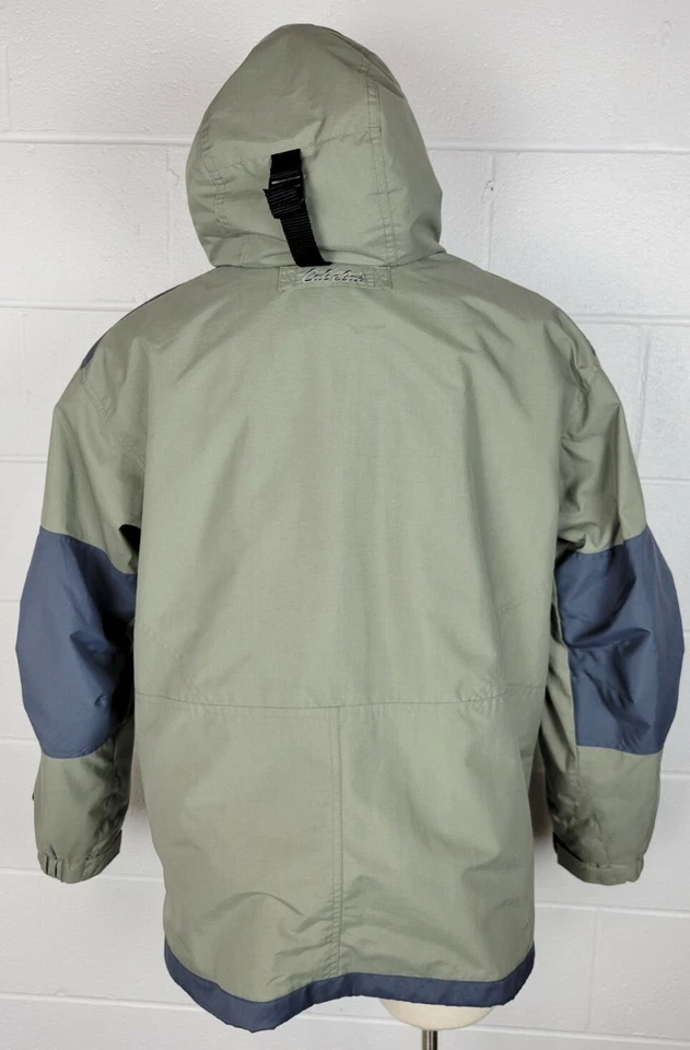 Cabelas Mens Waterproof Dry Plus System Hooded Coat Green Gray L - Image 3 of 4