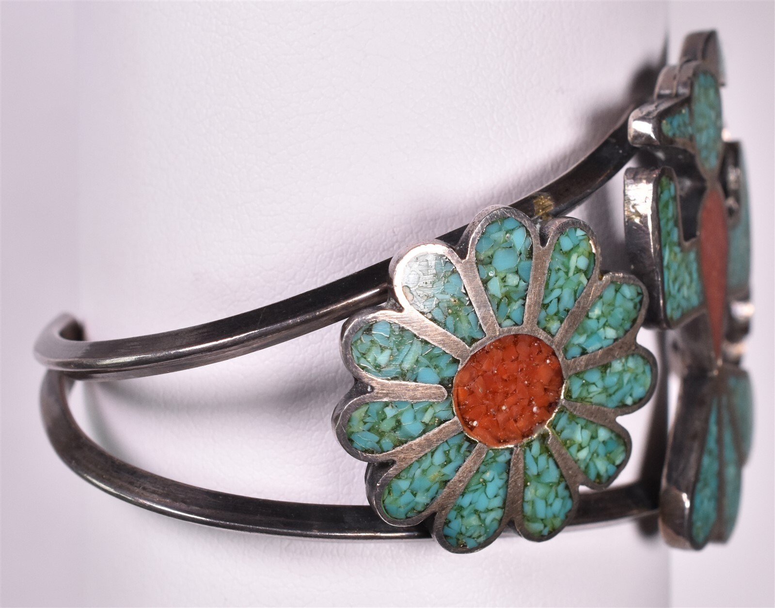 Antique Thunderbird Silver Cuff Bracelet Turquois… - image 2