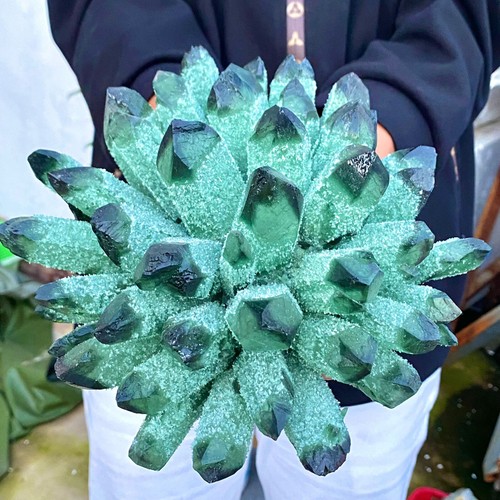 6.29LB Rare Beatiful Green Tibetan Ghost phantom Quartz Crystal Cluster Specimen - Picture 5 of 14