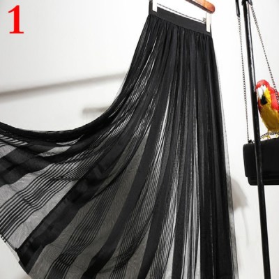 Damen Schier Rock Tutu durchsichtig Tüll Gestreift Netz Ballkleid