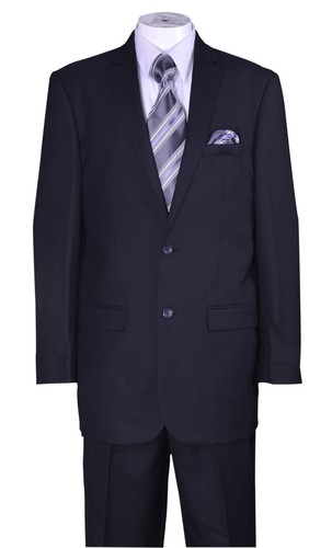 Traje para hombre 100% lana súper 100s largo 32,5" ajuste moderno, ventilación central negro, plano - Imagen 2 de 3