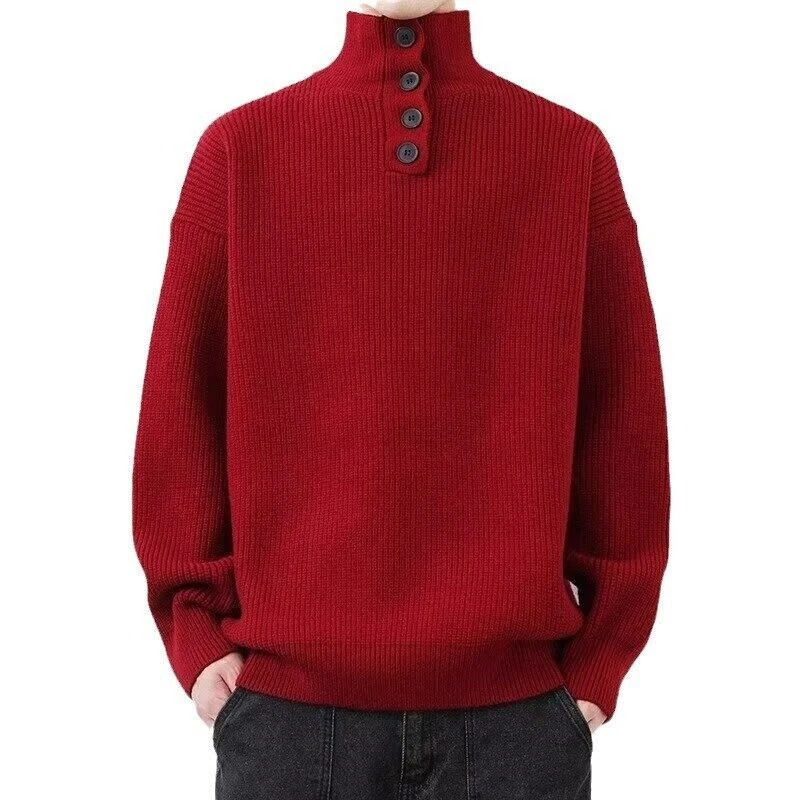 Men's Winter Turtleneck Sweater Jumper Casual Warm Thick Knit Pullover Sweater - Image 4 of 4