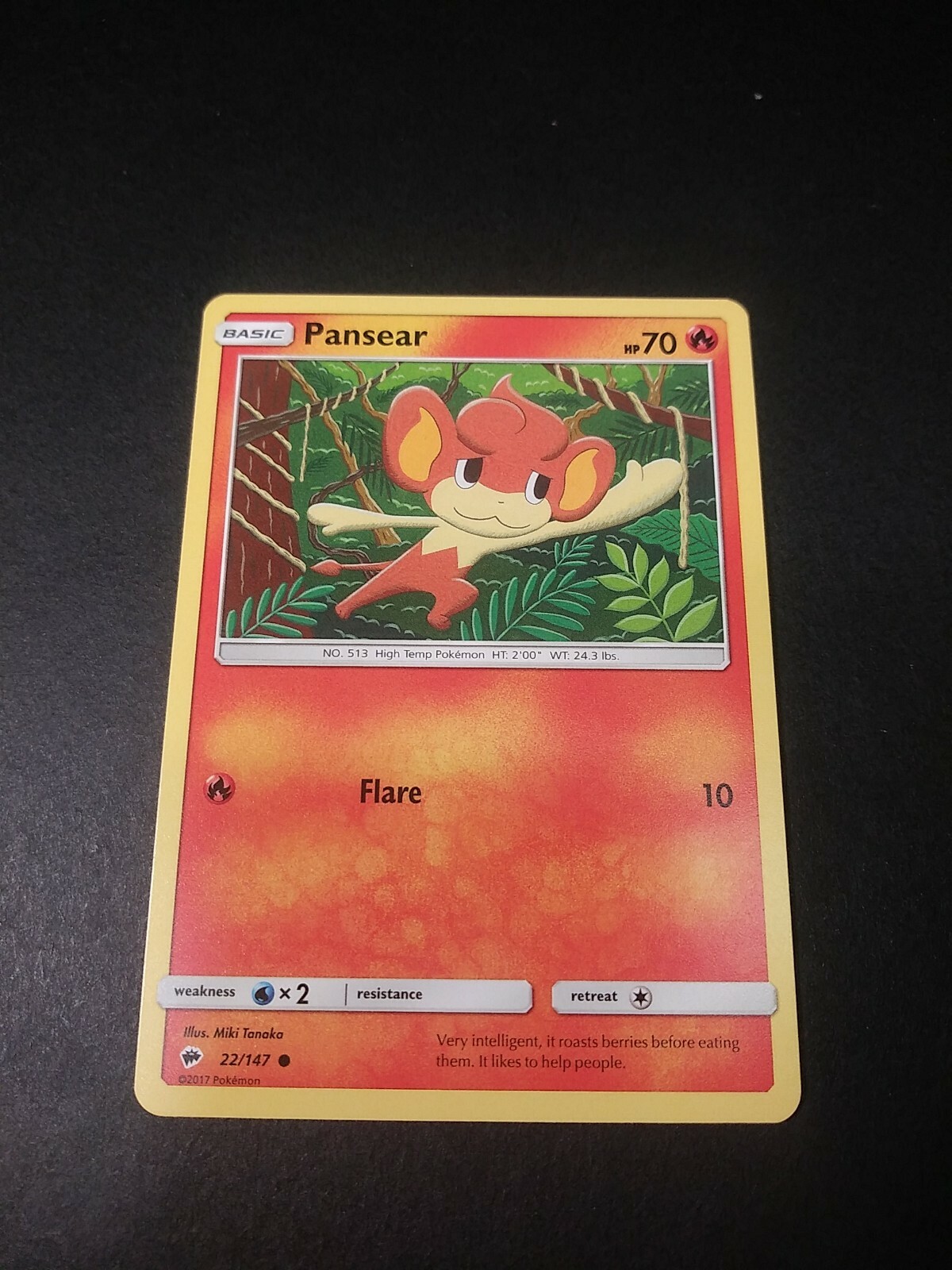Pokemon Burning Shadows Pansear Common Card 22/147 NM