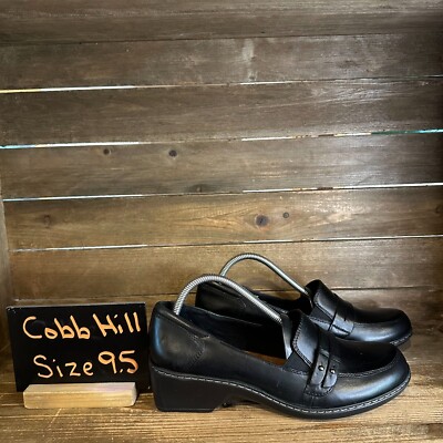 NIB Womens Cobb Hill Deidre Slip On Black Leather Comfort Shoes Size 9.5 W