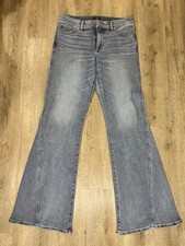 Express 70s Flare Mid-Rise Denim Jeans, Hyper Sculpt  Stretch, Medium Wash, 10R