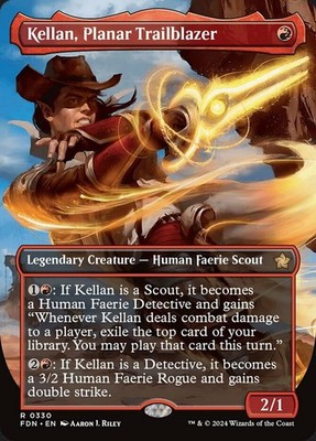 1x Kellan, Planar Trailblazer - Foil - Borderless Moderate Play MTG Magic - Kid 