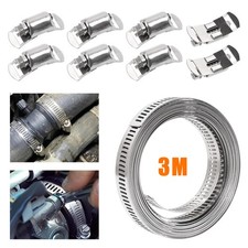 3Mx12.6mm Stainless Steel Hose Clamp Large Adjustable Jubilee Clips 8x Fasteners