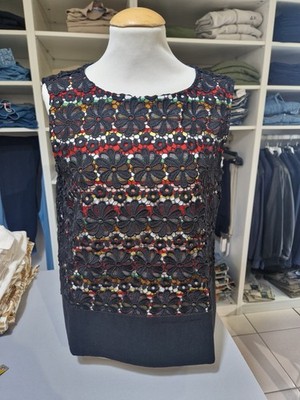 Schwarzes Spitzen Top Unterhemd Marella Größe 40