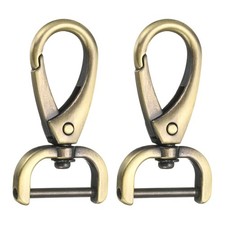 2Pcs Detachable Snap Hook Swivel Clasp 3/4" D Ring Lobster Claw Clasps Brass