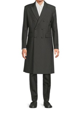$4,995 NWT Valentino Black Double Breasted Trench Coat Pea coat Size 52(42)