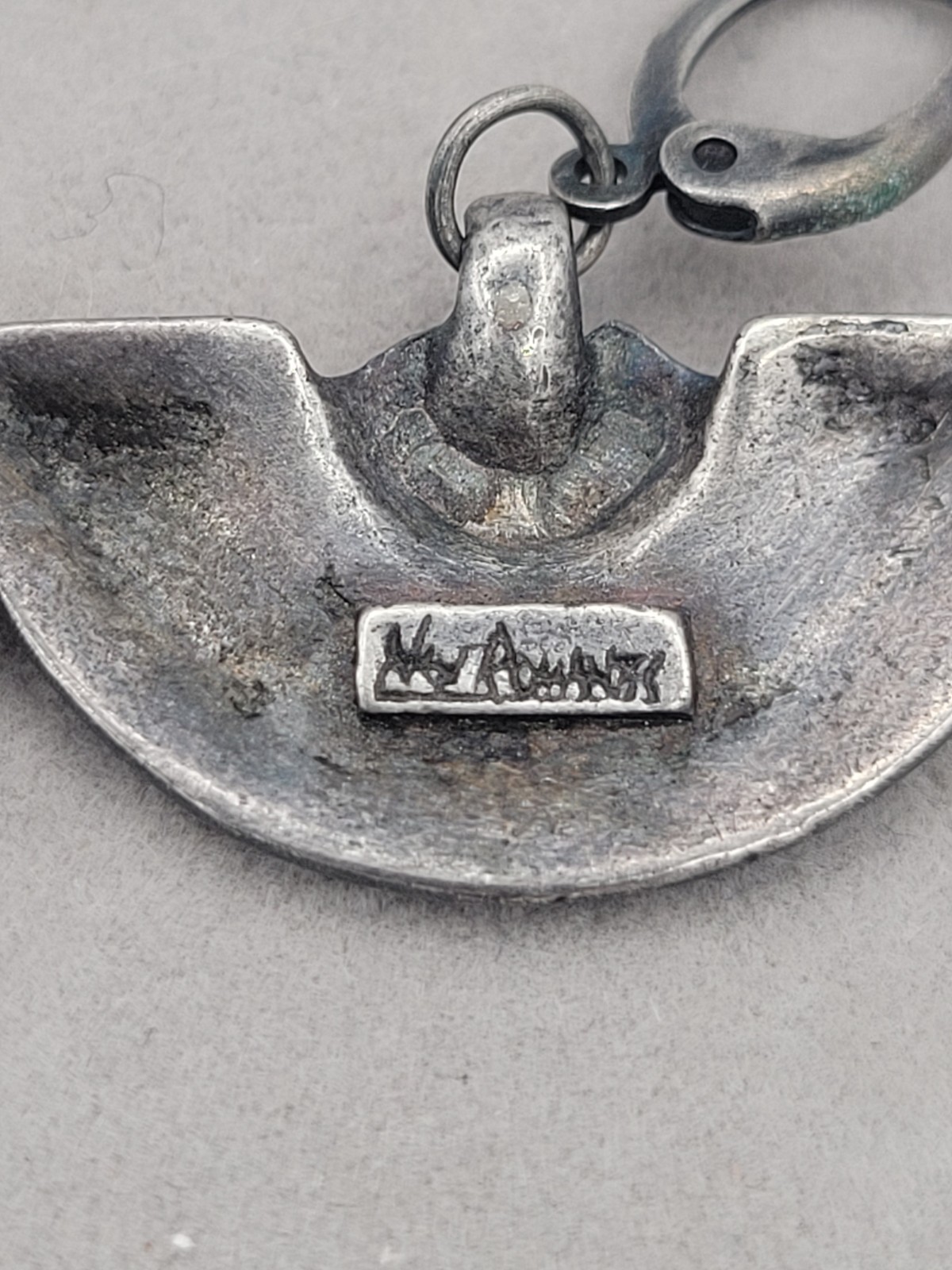 Signed Artisan Silver Dangle Earrings Primitive T… - image 5