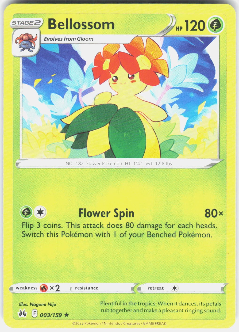 Bellossom 003/159 Rare Crown Zenith Pokemon Near Mint