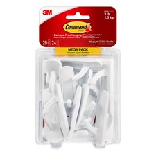 Medium Utility Hooks, White, 20 Hooks, 24 Strips 0.86 per strip