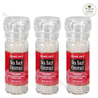 Trader Joes Sea Salt Crystals with Grinder Each Pack 3.88oz Pareve New Pack Of 3