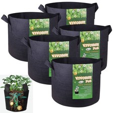 5 Pk Plant Grow Bags Fabric Pot Nursery Soil Bag