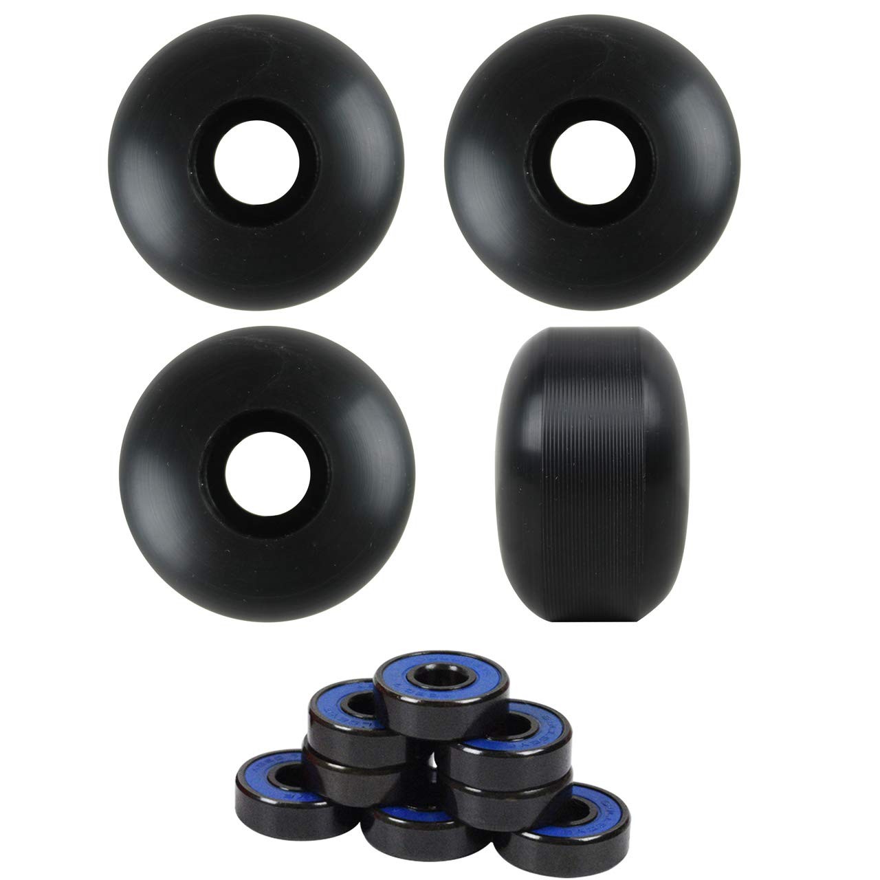 Skateboard Wheels with ABEC 7 Bearings and Spacers (Black, 5