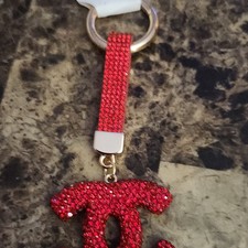 Red Gold Rhinestone Bling Heart Metal Fashion Key Chain Women's Accessory