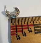 10k Y. Gold Vermeil 925 Sterling Silver Blue CZ & White CZ Halo J Hoop Earrings — photo 7