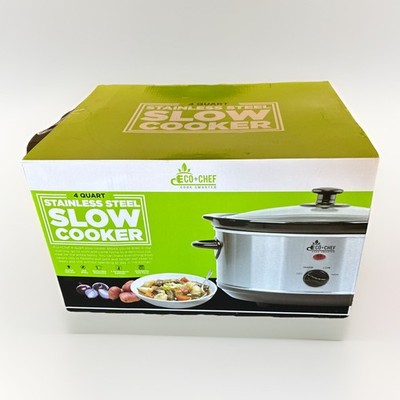 Eco Chef Cook Smarter 4 Quart Slow Cooker Stainless Steel New