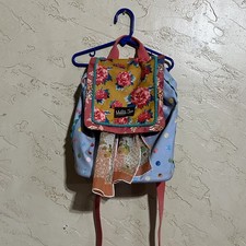 Matilda Jane Make a Splash Beach Backpack with blue polka dot and floral pattern