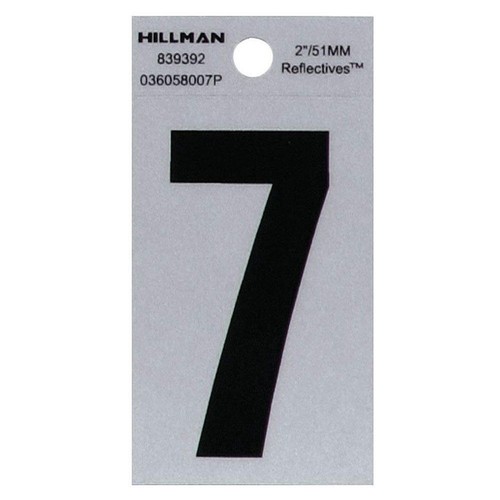 Hillman 2-In. Adhesive Black & Silver House Number 7 839392