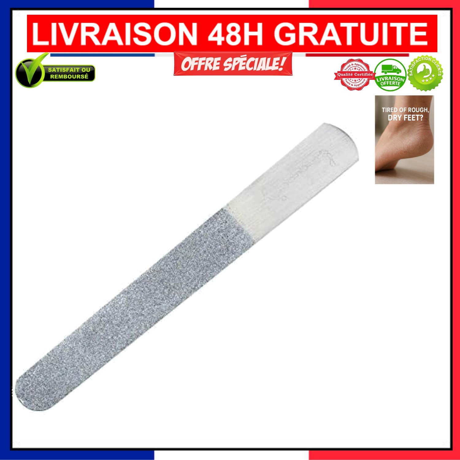 Lime à pieds et ongles double face en acier diamanté de 8 pouces