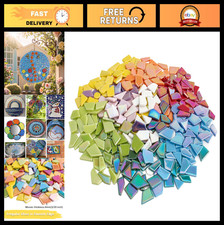 Iridescent Glass Mosaic Tiles - 454g Bulk Broken Pieces for DIY Crafts  Garden