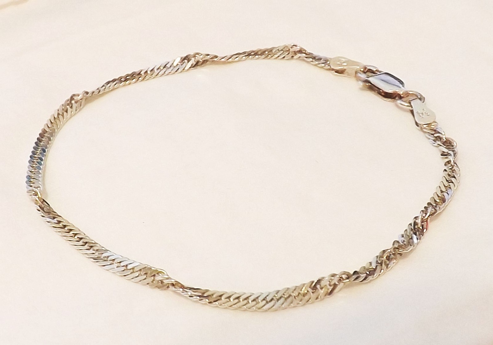 2.2g Made in Italy Vintage Sterling Silver Chain Bracelet Fancy Twisted 7
