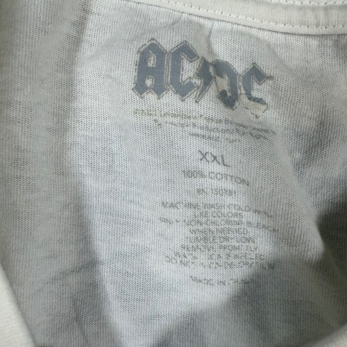 T-shirt AC/DC bianca XXL fulmine banda grafica maglietta rock and roll - Foto 4 di 4
