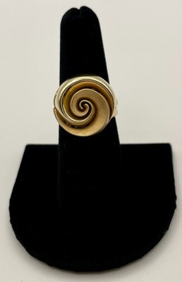 Gold Finish Spiral Textured Ring Sterling Silver 925