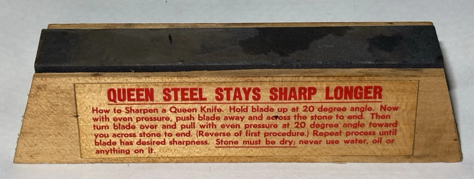 Rare Vintage Queen Steel Knife Sharpening Fixed Stone
