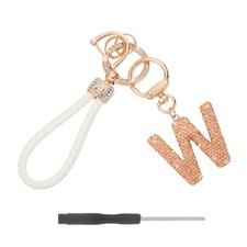 Initial Letter Keychain Letter W - Initial Wristlet KeyChain Champagne