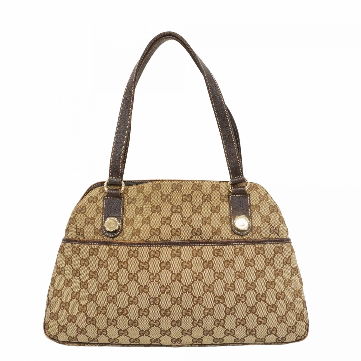Sac fourre tout Gucci GG toile beige/marron or quincaillerie occasion femme 16 cm