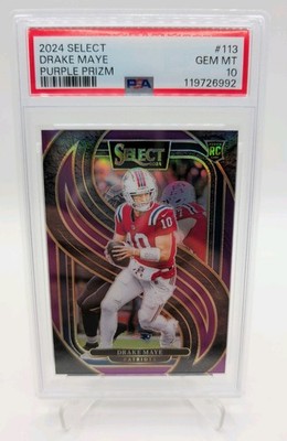 2024 Panini Select - Premier Level Drake Maye #113 Purple Prizm /75 (RC) PSA 10