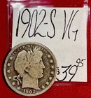 1902-S Barber Silver Half Dollar Coin (VG) Very Good Condition! ENN Coins
