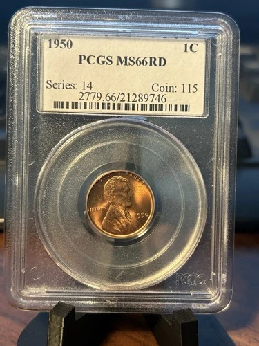 1950 P 1c Lincoln Wheat Cent Penny Coin PCGS MS66 RD RED