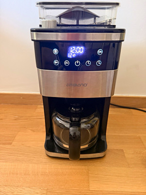 Ambiano Kaffeemaschine mit Mahlwerk 12 Tassen 1,5L Display Schwarz/Silber